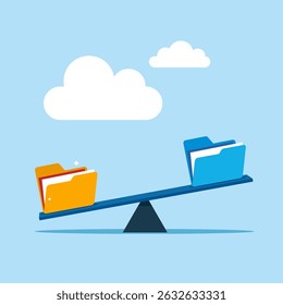 Comparison of two variants of folders. Modern vector illustration in flat style