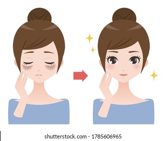 Vector de comparación de mujeres que padecen de piel envejecida y melasma