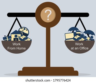 comparación del trabajo desde el hogar y en el vector de la oficina