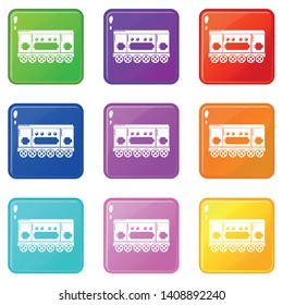 Compartment carriage icons set 9 color collection isolated on white for any design