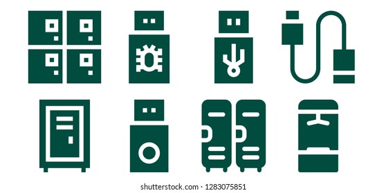  compartment icon set. 8 filled compartment icons. Simple modern icons about  - Locker, Lockers, Usb