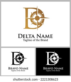 compas arrow inside D text custom logo vector illustration