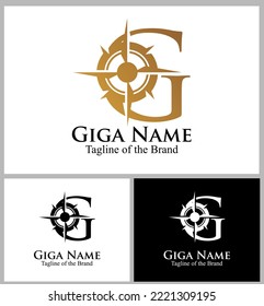 compas arrow inside G text custom logo vector illustration