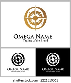 compas arrow inside O text custom logo vector illustration