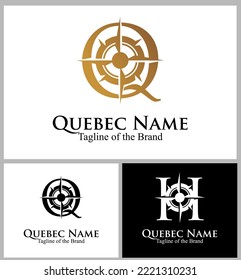 compas arrow inside Q text custom logo vector illustration
