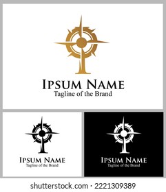 compas arrow inside I text custom logo vector illustration