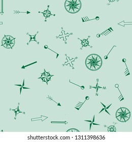 Compas and arrows icons for topographic maps. Streamless pattern