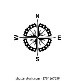 Compas con icono de Chainring aislado en el fondo. Moderno pictograma de brújula plana, negocios, marketing, concepto de internet. Símbolo vector simple de moda para el diseño de sitios web o botón a aplicación móvil. EPS10