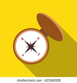 Compas icon in flat style isolated on white background. Hunting symbol stock vector illustration.
