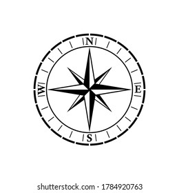 Compas icon isolated on background. Modern flat compass pictogram, business, marketing, internet concept. Trendy Simple vector symbol for web site design or button to mobile app. Logo illustration.