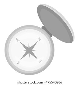 Compas icon in monochrome style isolated on white background. Hunting symbol stock vector illustration.