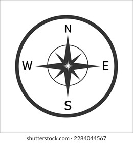 Compas icon. Navigation line flat vector ilustration.