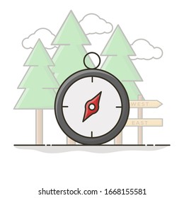 Compas Navigation Adventure. Trip Vacation. Flat Icon Vector Design