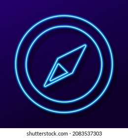 compas neon sign, modern glowing banner design, colorful modern design trends. Vector illustration.