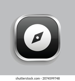 compass 3 fill icon design. Glossy Button style rounded rectangle isolated on gray background. Vector illustration