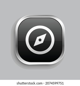compass 3 line icon design. Glossy Button style rounded rectangle isolated on gray background. Vector illustration