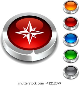  Compass 3d button set. Vector illustration.