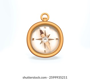 Compass 3d icon. Classic Compass isolated vector 3d illustration.