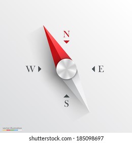 Compass 3d object on a white background, Compass sign, template design element, Vector illustration