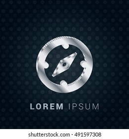 Compass 3D silver/platinum metallic chromium precious Icon / Logo Design