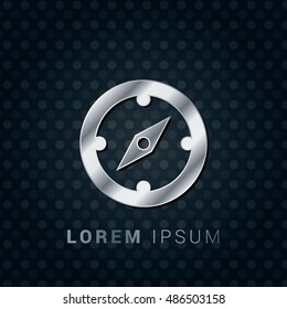 Compass 3D Silver,Platinum,aSteel Metallic Premium Icon, Logo Design
