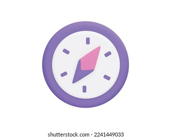 compass with 3d vector icon cartoon minimal style