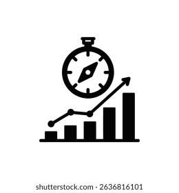 Compass Above Bar Chart Representing Directional Financial Progress