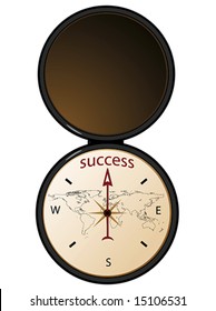 Compass aiming to the word success.