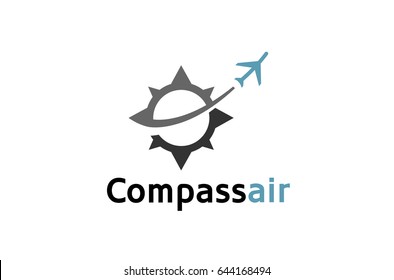 Compass Aircraft Travel Unique Creative Logo Design Illustration