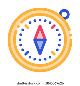 Compass Alpinism Course Detector Tool Vector Icon Thin Line. Mountain Direction And Burner Extreme Mountaineering Alpinism Equipment Concept Linear Pictogram. Contour Outline Illustration