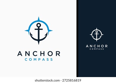 Diseño de icono de símbolo de logotipo de ancla de brújula