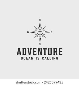 compass and anchors logo vector vintage illustration template icon graphic design