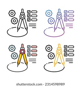 Compass architect icon design in four variation color