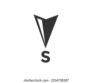 Compass arrow direction South icon design. Geographical position, cartography and navigation, wind rose, nautical chart vector design and illustration.