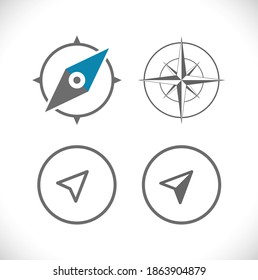 compass arrow and gps icon set