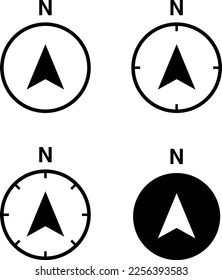 compass arrow icon pointing north variation set