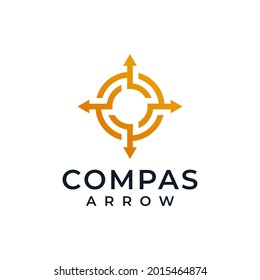 Compass arrow isolated brand logo design inspiration. Logo can be used for icon, brand, identity, outdoor, symbol, and journey