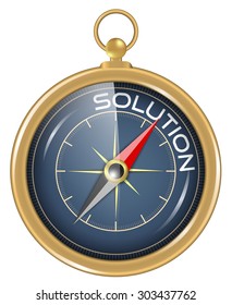 Compass and an arrow pointing to the word solution