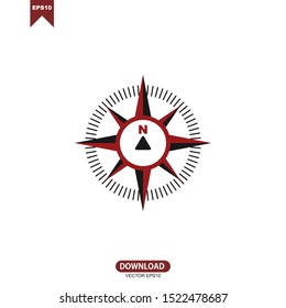 Compass Arrow Travel Direction Logo Template Design With Pin Location