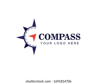 Compass Arrow Travel Direction Logo Template
