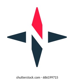 Compass arrow vector icon. N logotype. North West East South Star. Vector illustration. White background. Eps10.