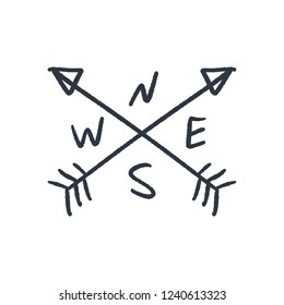 Compass arrows print. Side of the World. Vector illustration.