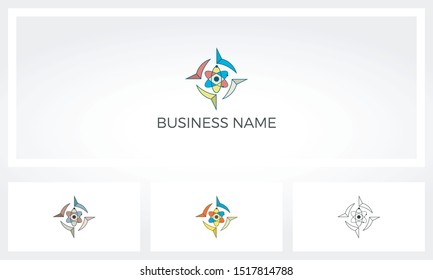 Compass With Atom Symbol Inside Logo Design