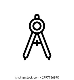Compass (Back To School) icon outline vector. isolated on white background