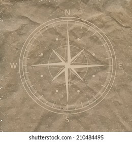Compass background with craft paper texture