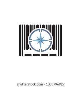 Compass Barcode Logo Icon Design