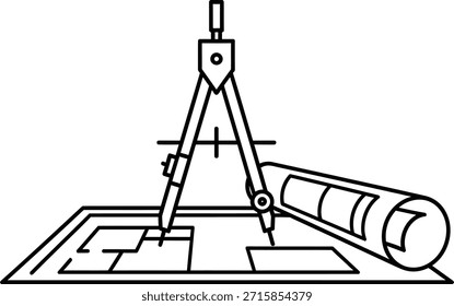 Bússola sendo usada para desenhar uma ferramenta de desenho de círculo