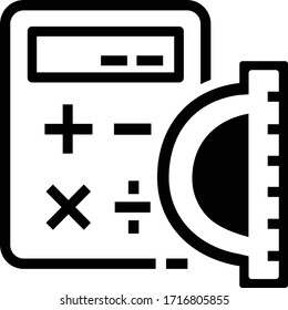 Icono negro de brújula, geometría, medida