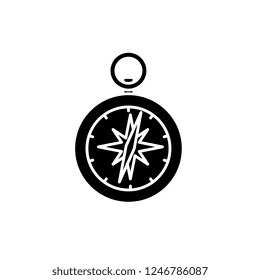 Compass black icon, vector sign on isolated background. Compass concept symbol, illustration 