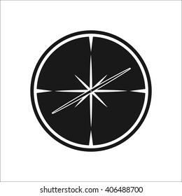Compass black sign simple icon on background